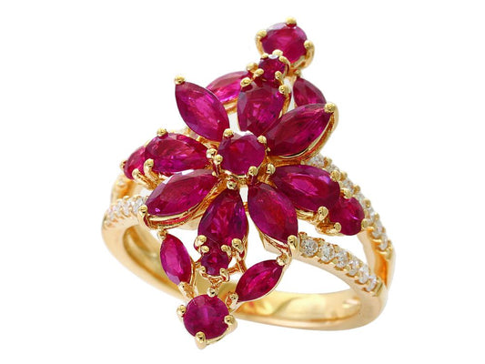 EFFY 14K YELLOW GOLD DIAMOND,NATURAL RUBY RING