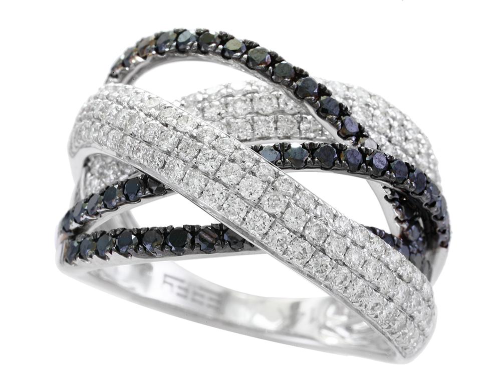 EFFY 14K WHITE GOLD DIAMOND,BLACK DIAMOND, RING