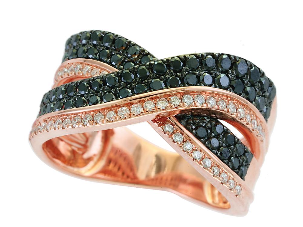 EFFY 14K ROSE GOLD DIAMOND,BLACK DIAMOND, RING