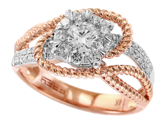 EFFY 14K WHITE and ROSE GOLD DIAMOND RING