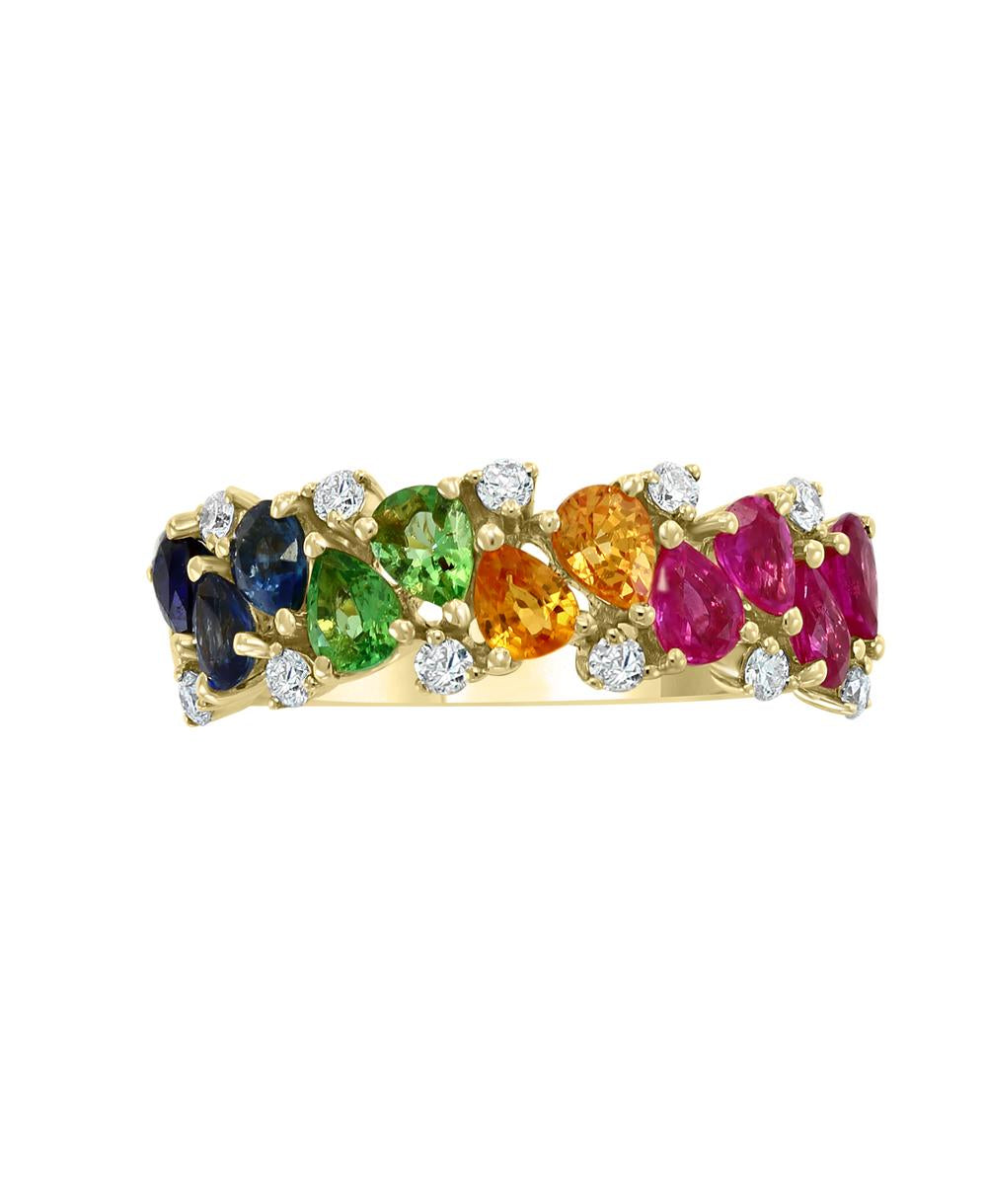 EFFY 14K YELLOW GOLD DIAMOND,PINK SAPPHIRE,NATURAL RUBY,NATURAL SAPPHIRE,TSAVORITE,YELLOW SAPPHIRE RING