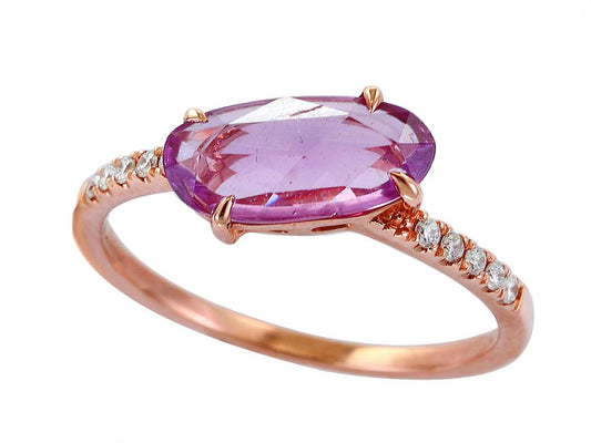 EFFY 14K ROSE GOLD DIAMOND,PINK SAPPHIRE RING