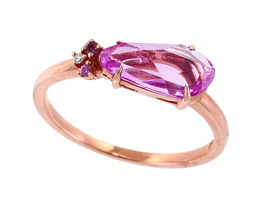 EFFY 14K ROSE GOLD DIAMOND,PINK SAPPHIRE,UNDEFINED STONE,X=RHODOLITE GARNET RING