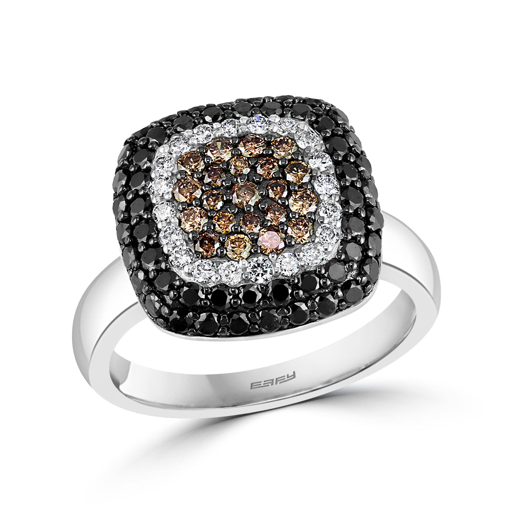 EFFY 14K WHITE GOLD DIAMOND,BLACK DIAMOND,ESPRESSO DIAMOND, RING