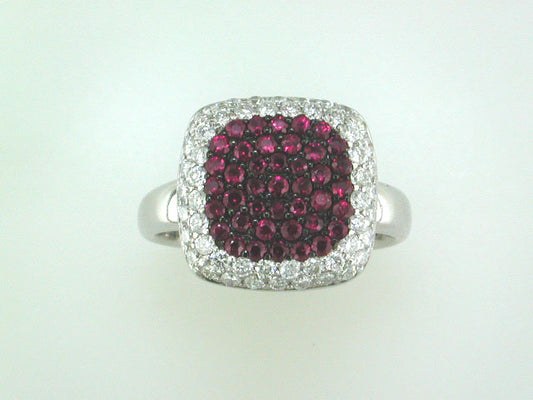 EFFY 14K WHITE GOLD DIAMOND,NATURAL RUBY RING