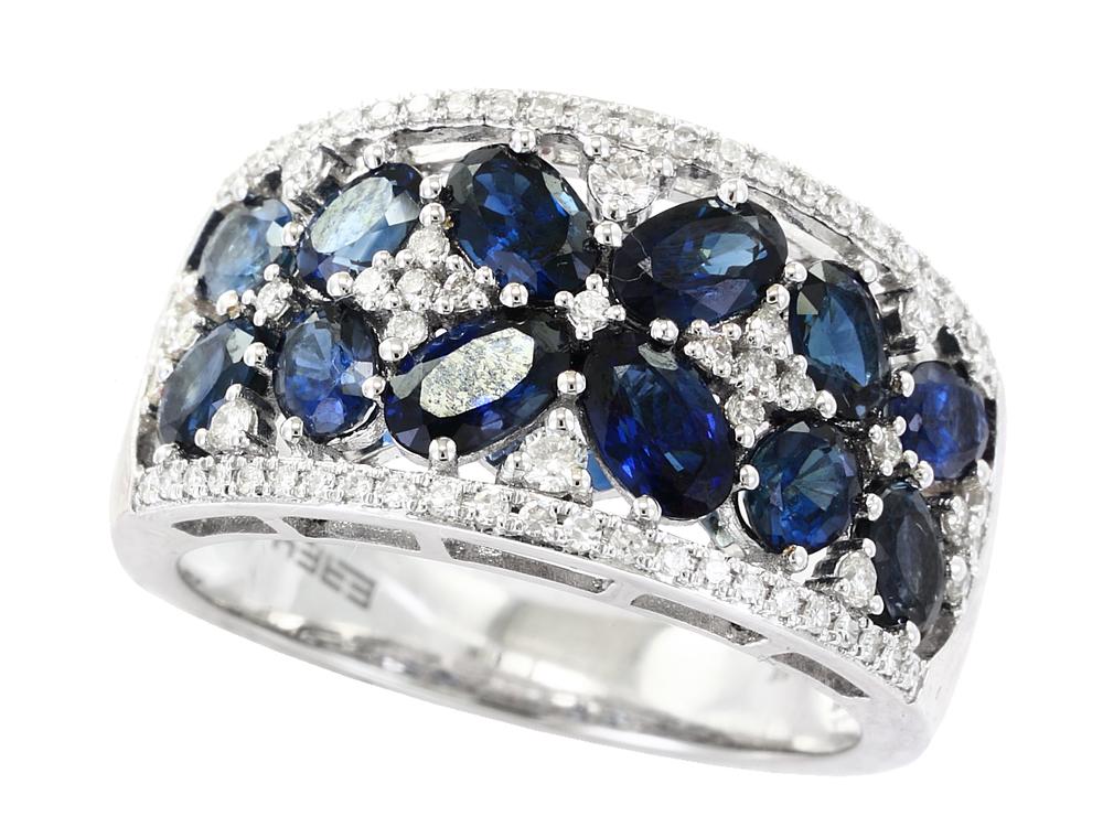 EFFY 14K WHITE GOLD DIAMOND,NATURAL SAPPHIRE RING