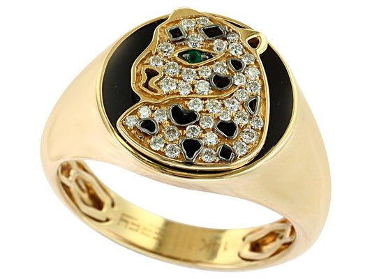 EFFY 14K YELLOW GOLD DIAMOND,NATURAL EMERALD RING