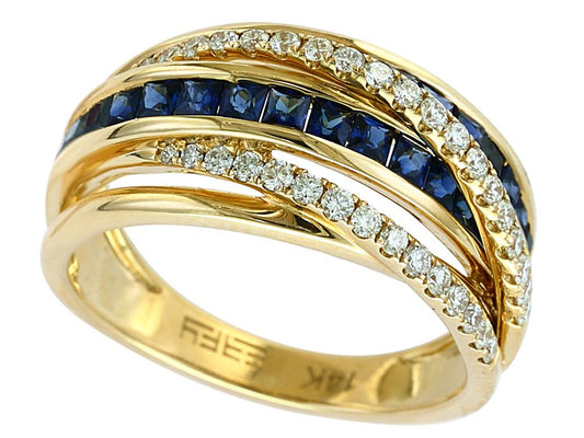 EFFY 14K YELLOW GOLD DIAMOND,NATURAL SAPPHIRE RING