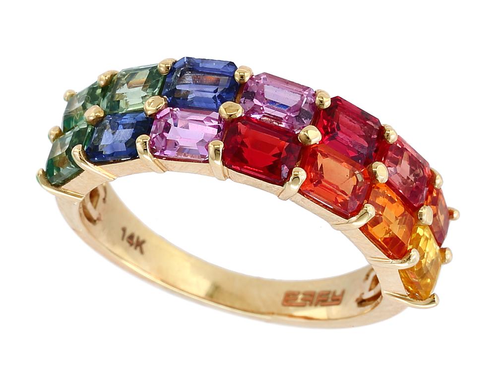 EFFY 14K YELLOW GOLD GREEN SAPPHIRE,RED SAPPHIRE,ORANGE SAPPHIRE,PINK SAPPHIRE,NATURAL SAPPHIRE,YELLOW SAPPHIRE RING