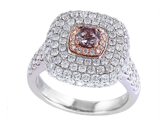 EFFY 14K WHITE and ROSE GOLD DIAMOND,PINK DIAMOND, RING (WITH  .50  CENTER SIZE) CENTER SIZE: .50