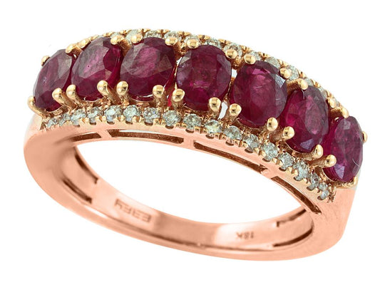 EFFY 18K PNK DIAMOND,NATURAL RUBY RING