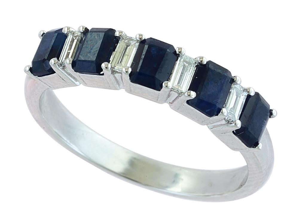 EFFY 14K WHITE GOLD DIAMOND,NATURAL SAPPHIRE RING