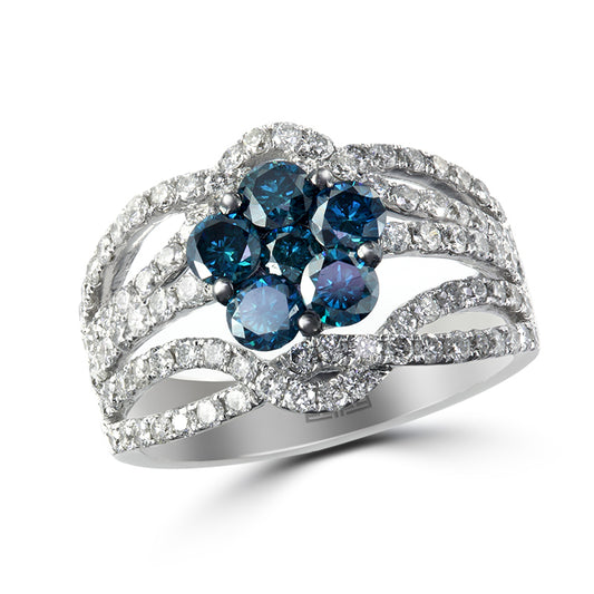 Effy 14K White Gold Diamond,Blue Diamond, Ring