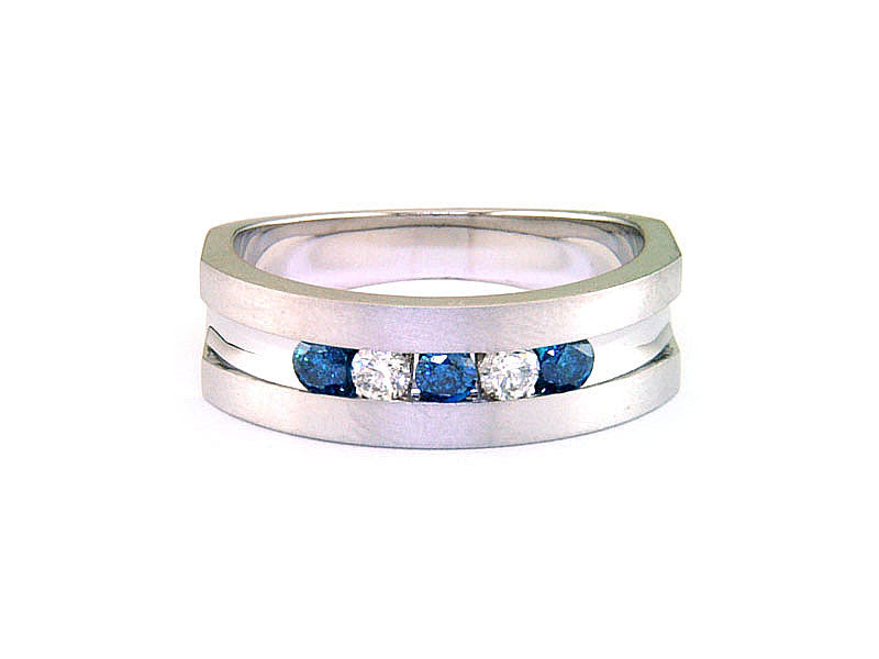 EFFY 14K WHITE GOLD DIAMOND,BLUE DIAMOND, RING