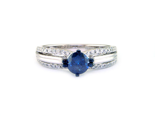 EFFY 14K WHITE GOLD DIAMOND,BLUE DIAMOND, RING