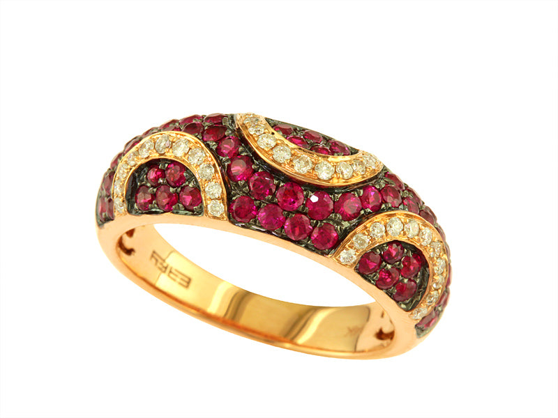 EFFY 14K ROSE GOLD DIAMOND,NATURAL RUBY RING