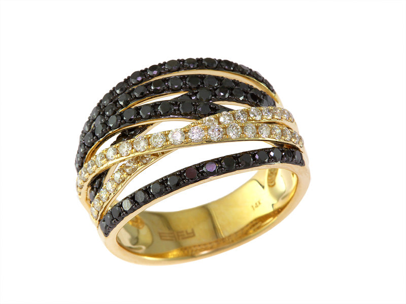 EFFY 14K YELLOW GOLD DIAMOND,BLACK DIAMOND, RING