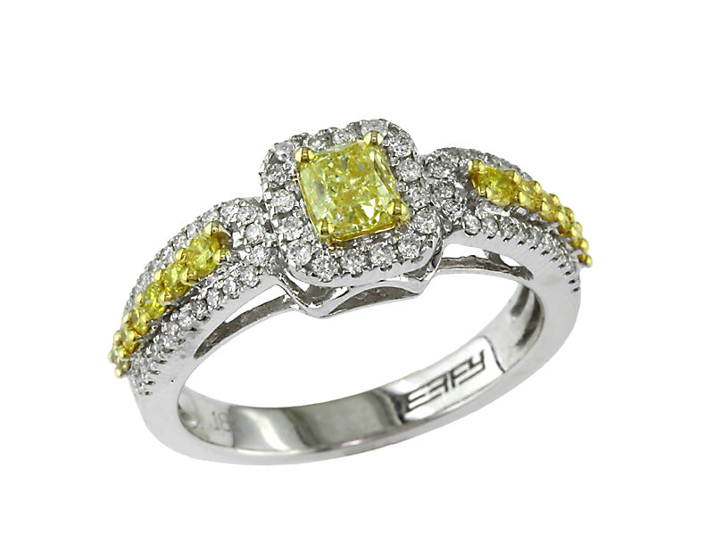 EFFY 18K WHT/YEL GD DIAMOND,NATURAL YELLOW DIAMOND, RING