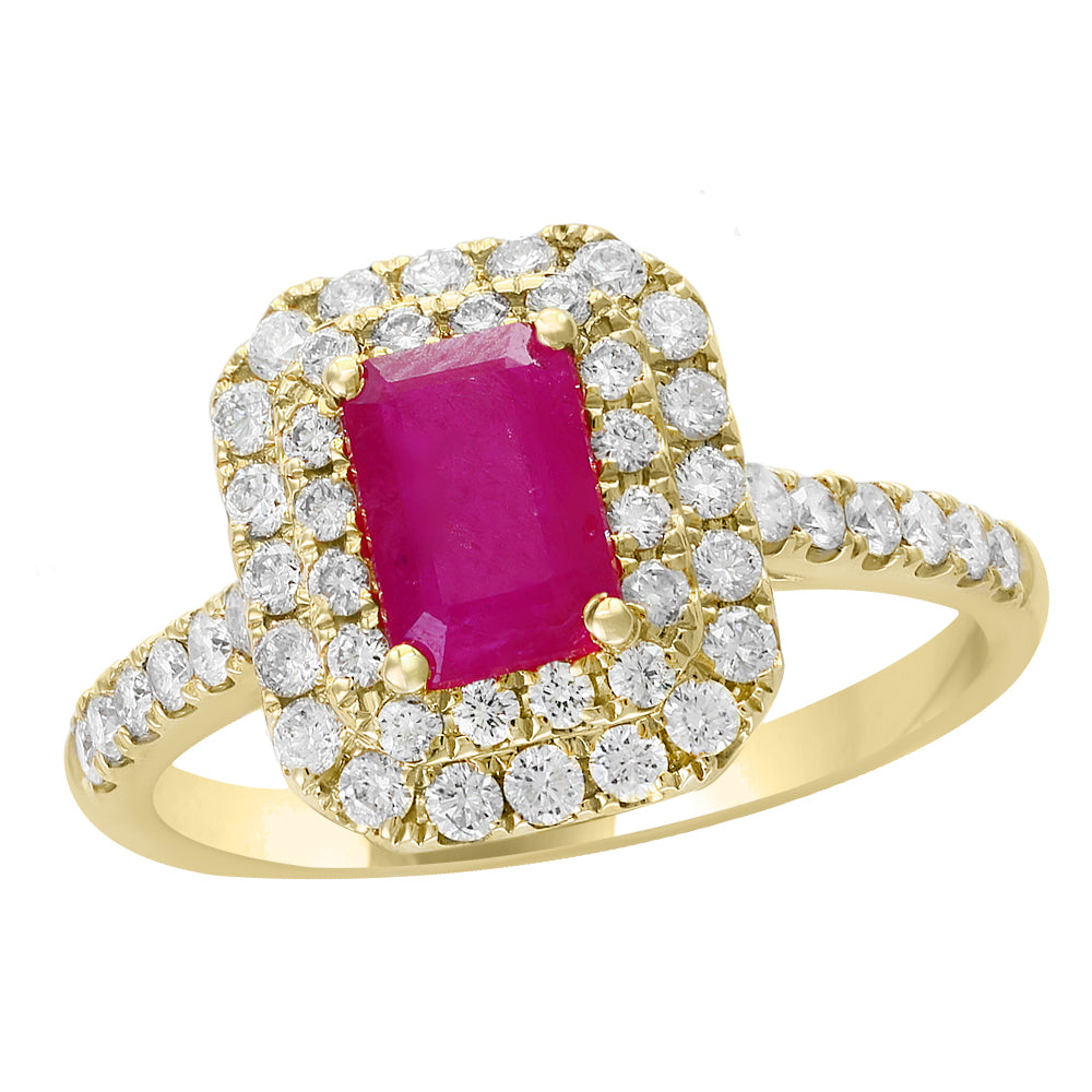 EFFY 14K YELLOW GOLD DIAMOND,NATURAL RUBY RING