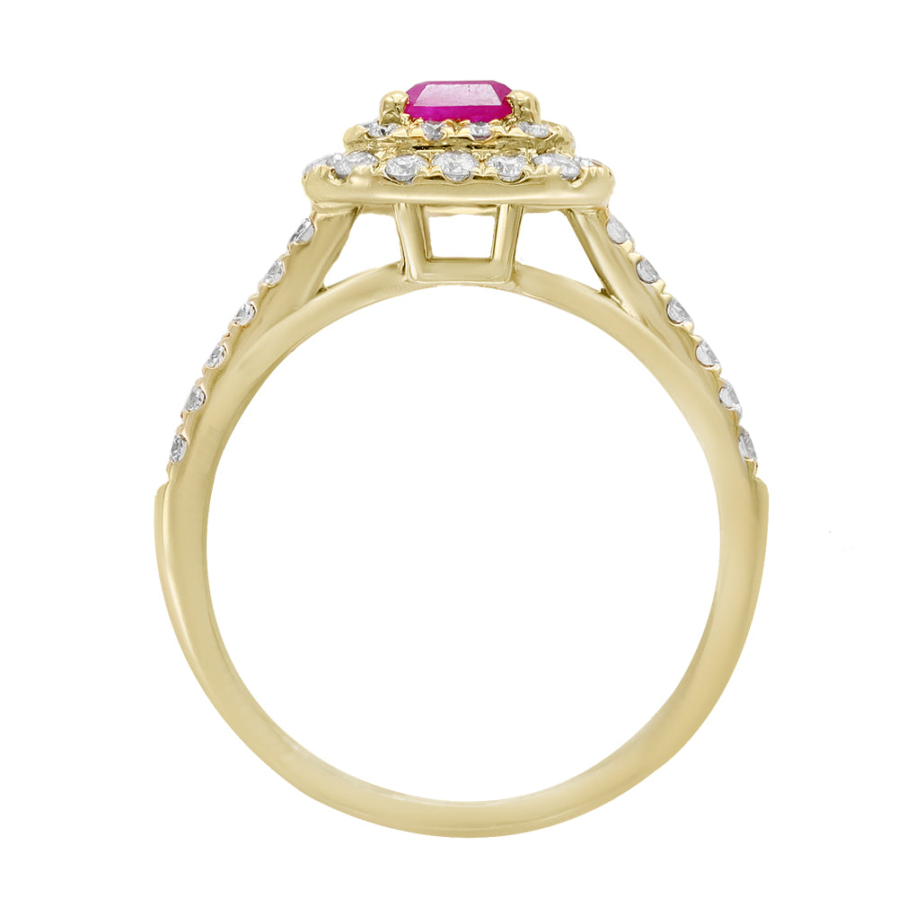 EFFY 14K YELLOW GOLD DIAMOND,NATURAL RUBY RING