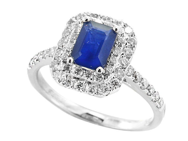 EFFY 14K WHITE GOLD DIAMOND,NATURAL SAPPHIRE RING