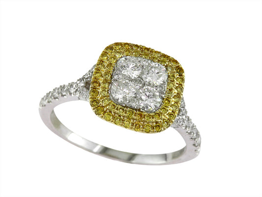 EFFY 14K WHITE and YELLOW GOLD DIAMOND,NATURAL YELLOW DIAMOND, RING