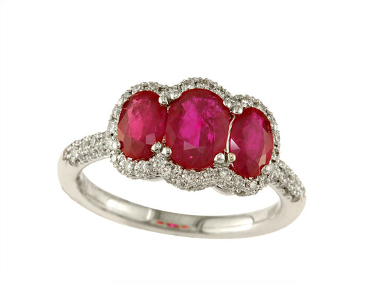 EFFY 14K YELLOW GOLD DIAMOND,NATURAL MOZAMBIQUE RUBY RING