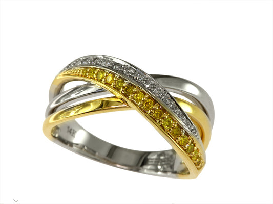 EFFY 14K WHITE and YELLOW GOLD DIAMOND,NATURAL YELLOW DIAMOND, RING