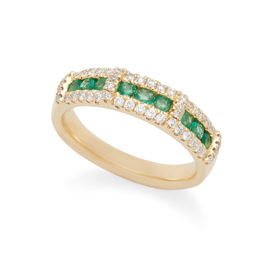 Effy 14K Yellow Gold Diamond, Natural Emerald Ring