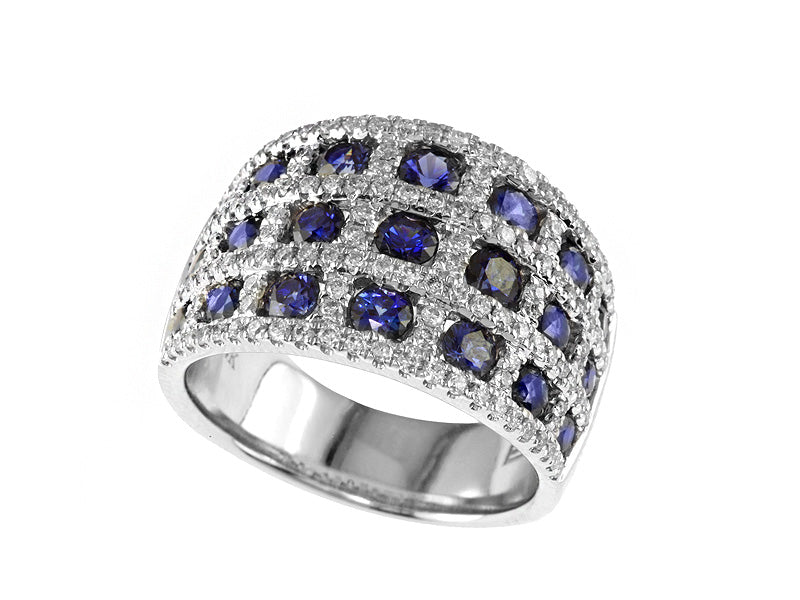 EFFY 14K WHITE GOLD DIAMOND,NATURAL SAPPHIRE RING