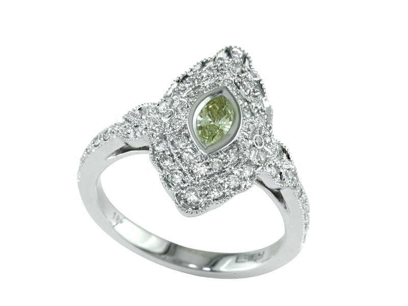 EFFY 18K WHITE GOLD  RING (WITH  .23 CT  CENTER SIZE) CENTER SIZE: .23 CT