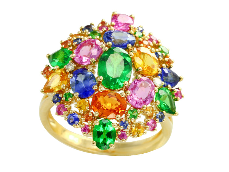 EFFY 14K YELLOW GOLD DIAMOND,ORANGE SAPPHIRE,PINK SAPPHIRE,NATURAL SAPPHIRE,TSAVORITE,YELLOW SAPPHIRE RING