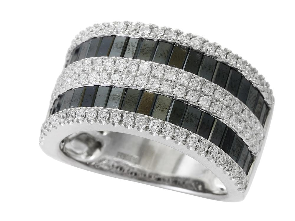 EFFY 14K WHITE GOLD DIAMOND,BLACK DIAMOND, RING SIZE 6