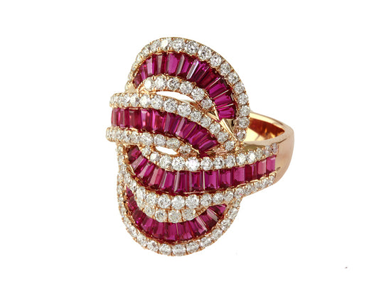 EFFY 14K ROSE GOLD DIAMOND,NATURAL RUBY RING SIZE 6