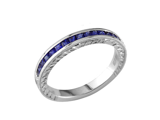 EFFY 18K WHITE GOLD NATURAL SAPPHIRE RING