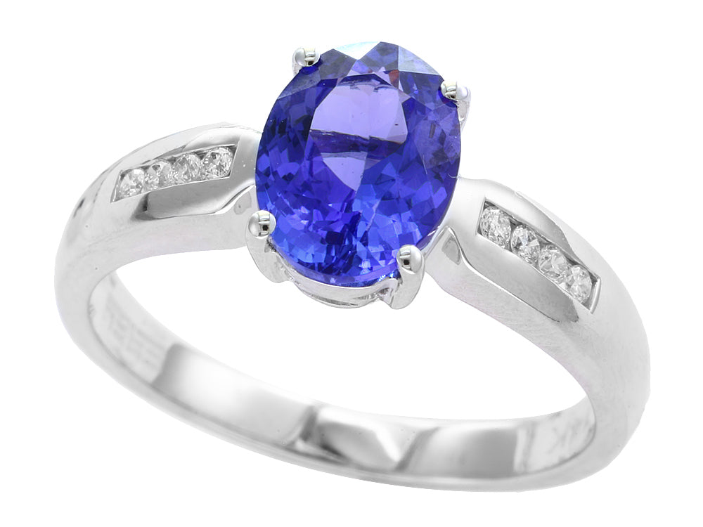 EFFY 14K WHITE GOLD DIAMOND,TANZANITE RING