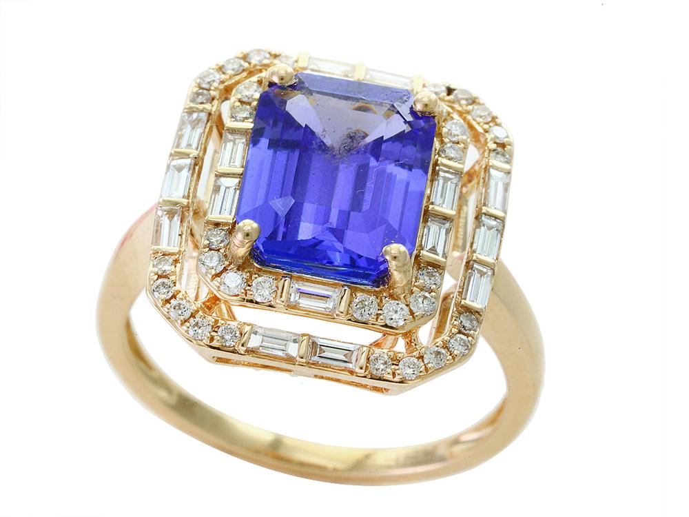 EFFY 14K ROSE GOLD DIAMOND,TANZANITE RING