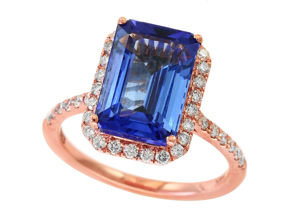 EFFY 14K ROSE GOLD DIAMOND,TANZANITE RING