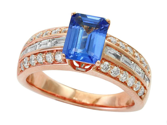 EFFY 14K ROSE GOLD DIAMOND,TANZANITE RING