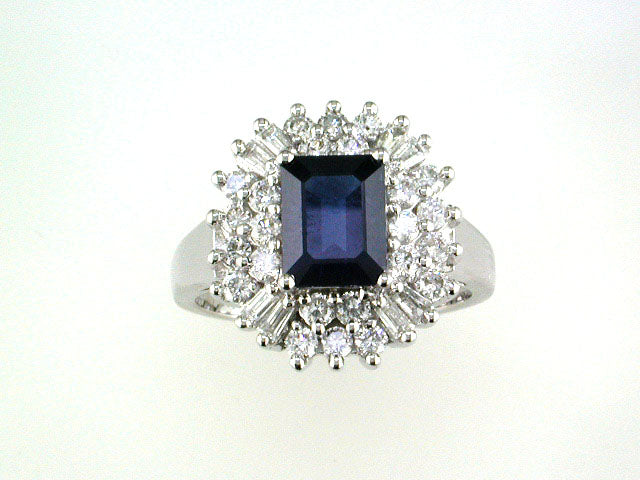 EFFY 14K WHITE GOLD DIAMOND,NATURAL SAPPHIRE RING