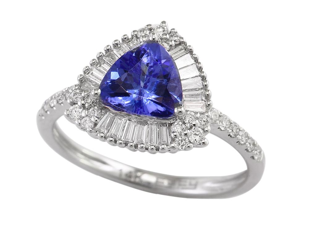 EFFY 14K WHITE GOLD DIAMOND,TANZANITE RING