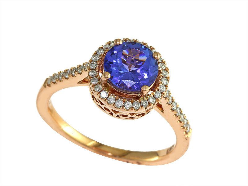 EFFY 14K ROSE GOLD DIAMOND,TANZANITE RING