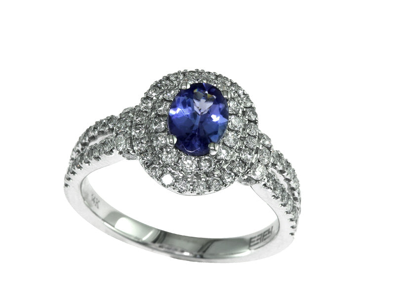 EFFY 14K WHITE GOLD DIAMOND,TANZANITE RING