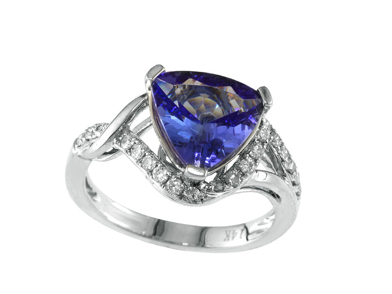 EFFY 14K WHITE GOLD DIAMOND,TANZANITE RING