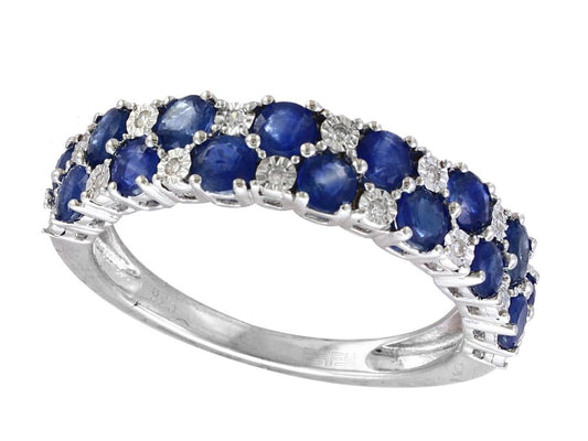 EFFY 925 SILVER DIAMOND,NATURAL SAPPHIRE RING