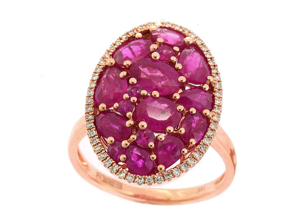 EFFY 14K ROSE GOLD DIAMOND,NATURAL RUBY RING