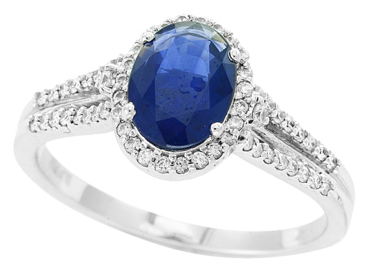 EFFY 14K WHITE GOLD DIAMOND,NATURAL SAPPHIRE RING