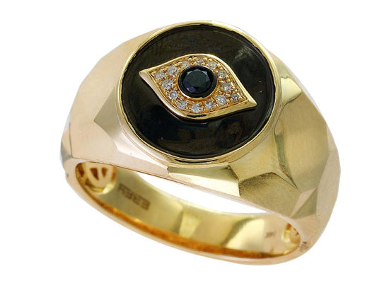 EFFY 14K YELLOW GOLD DIAMOND,BLACK DIAMOND, RING