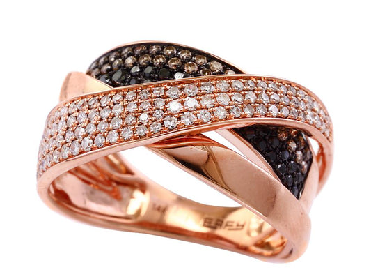 EFFY 14K ROSE GOLD DIAMOND,BLACK DIAMOND,ESPRESSO DIAMOND, RING