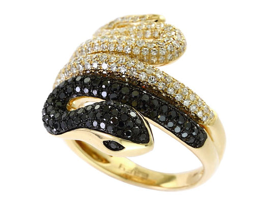 EFFY 14K YELLOW GOLD DIAMOND,BLACK DIAMOND, RING